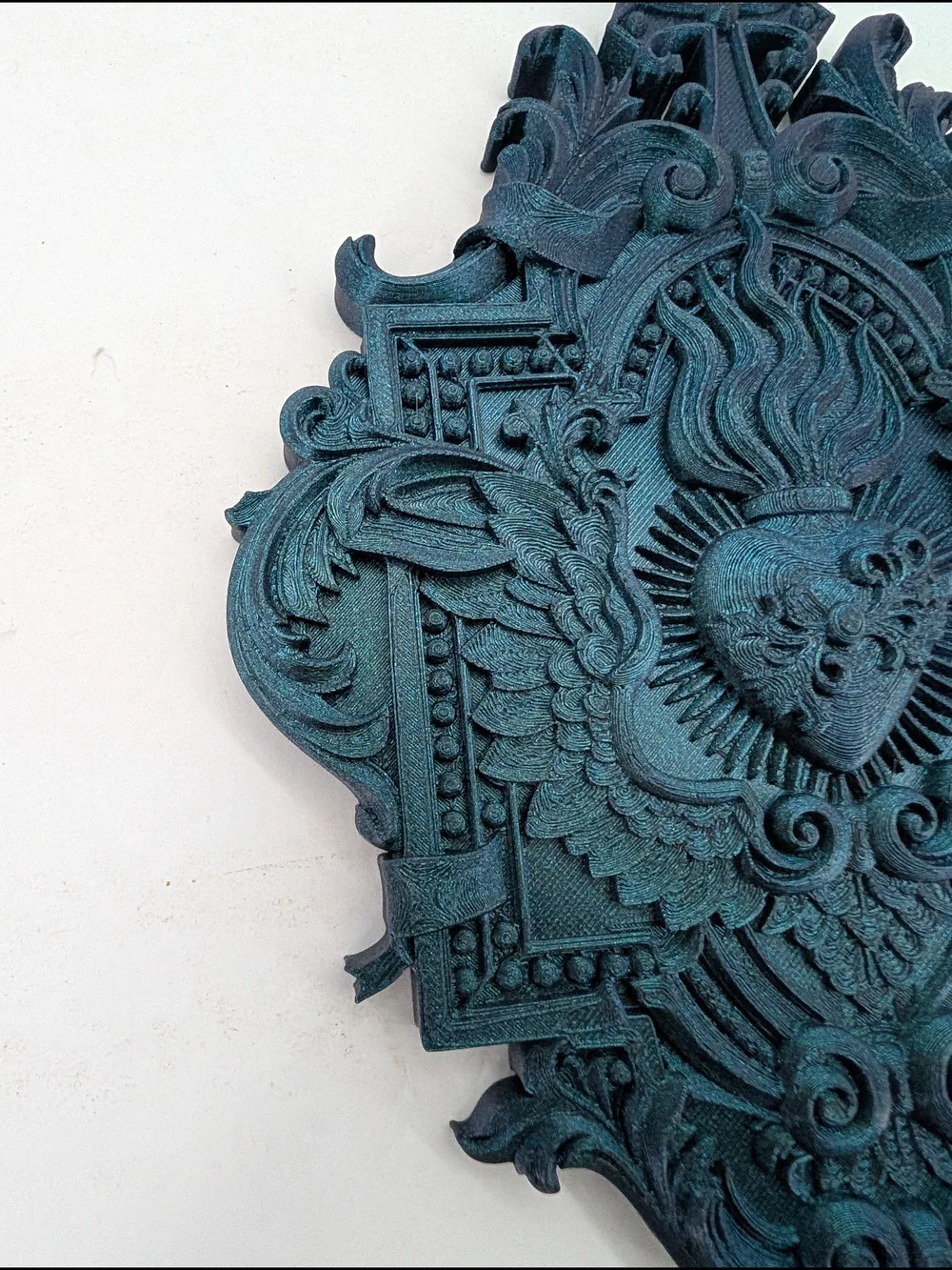 Decorative Teal Sacred Heart Wall Plaque - Home Accents Decor